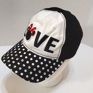 Disney Minnie Mouse Embroidered Polka Dot Baseball Hat Cap Adjustable Back Strap